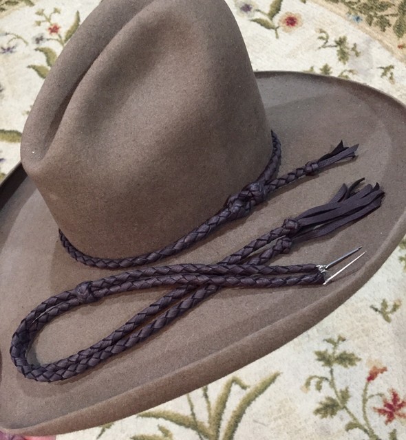 HANDMADE LARIAT HAT BAND BRAIDED LEATHER WESTERN HATBAND STAMPEDE SET