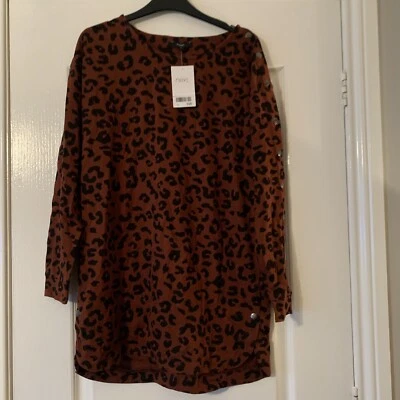 BNWT LADIES NEXT RUST BROWN LEOPARD PRINT TOP/TUNIC -UK 10 BUTTON DETAIL RRP £28 - Image 1 of 4