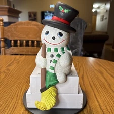 Vintage Ceramic Christmas Stocking Hanger Snowman 1980s