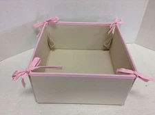 Pottery Barn Kids Pink Linen Storage Canvas Nursery Bin Tote Cube Basket Medium 