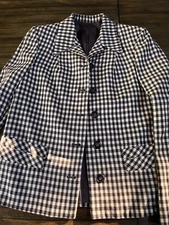 Vintage I Magnin plaid Blazer Small Tailored Handmacher brown cream lined usa