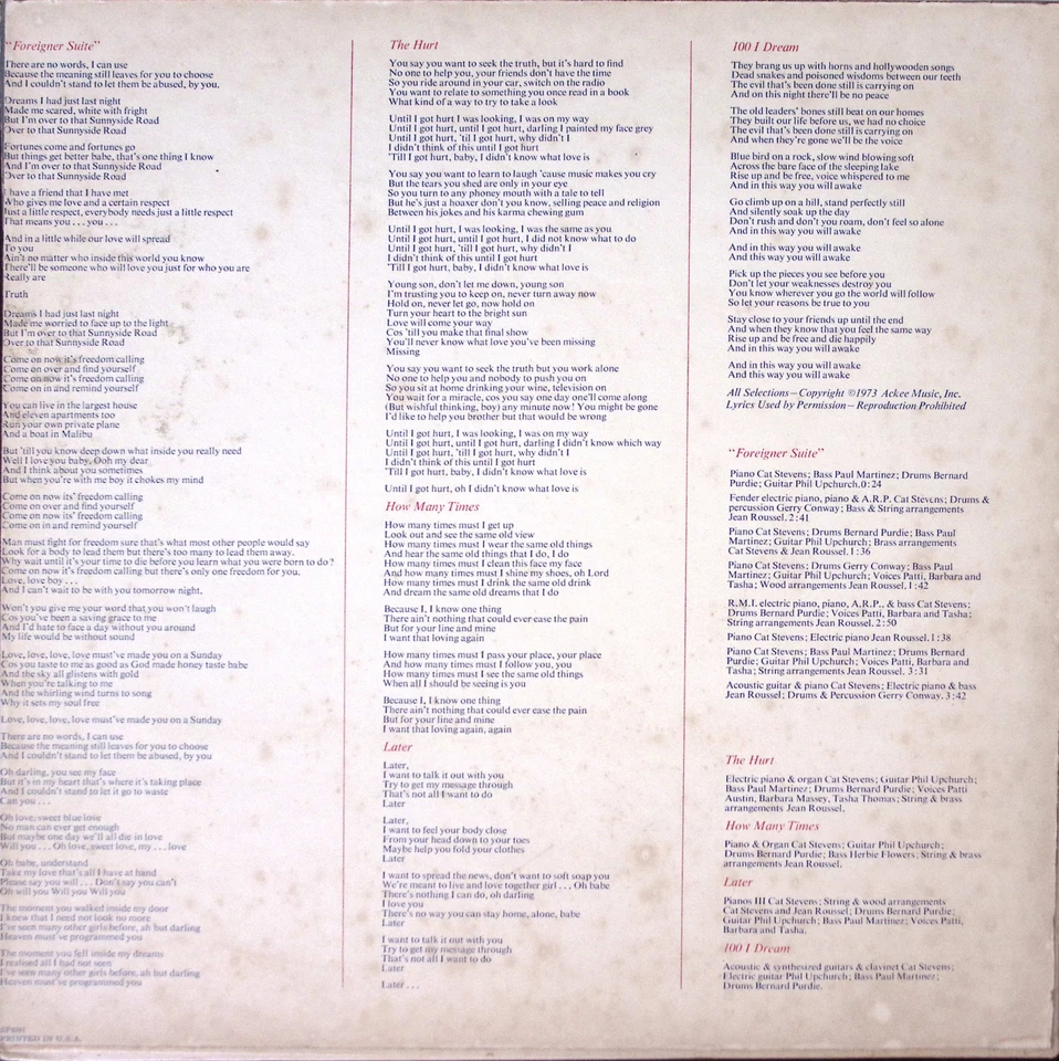 CAT STEVENS FOREIGNER  A&M RECORDS  VINYL 2LP  SET  170-61 - Image 4 of 4