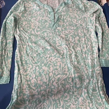 Talbots Paisley Print Long Sleeve Button Blouse Size L