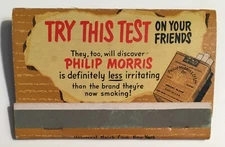 VINTAGE CALL 4 PHILIP MORRIS FULL 40 STRIKE MATCHBOOK - "NO CIGARETTE HANGOVER"