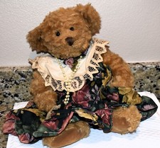 Russ Berrie Ellington Teddy Bear in Dress with Pearls