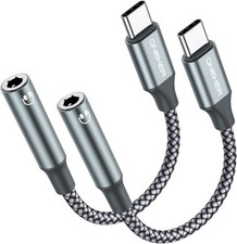 USB Type C to 3.5mm Headphone Jack Adapter, 2-Pack USB C to Aux Female Audio