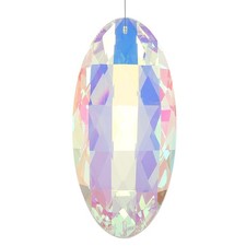 120x55mm Suncatcher Ornament, Long Oval Faceted Crystals Prisms, Clear AB