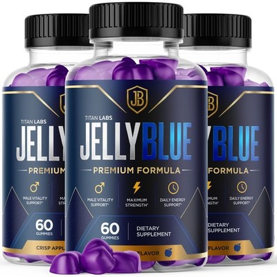 (3 Pack) JellyBlue Gummys Male Health Support Supplement Jelly Blue 180 Capsules