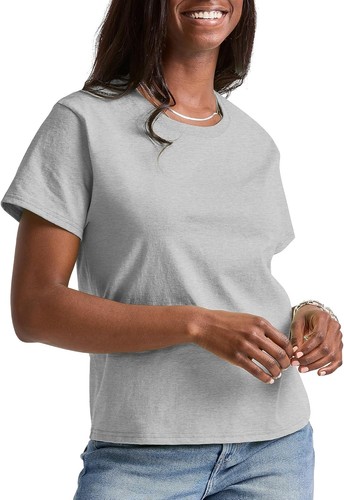 Hanes Women's Essentials T-Shirt, Cotton Crewneck Tee, X-Large, Light Steel