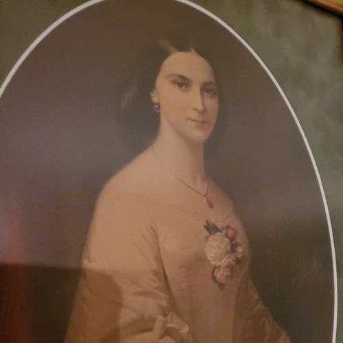 Erich Correns 'Southern Belle' Portrait Lithograph Ornate Frame matt glass 16x19 - Picture 2 of 13