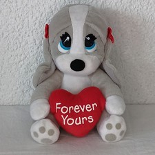 Applause Sad Sam Honey Puppy Forever Yours Red Heart Bows Gray Dog Stuffed Toy