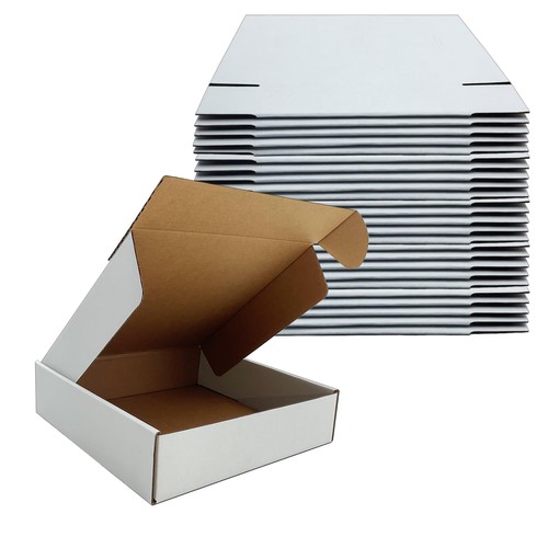 8x8x2 Inches Shipping Boxes Set of 25White Corrugated Mailing Cardboard Box 