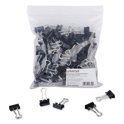 ''Small Binder Clips, Steel Wire, 3/8'''' Capacity, 3/4'''' Wide, 144 Black