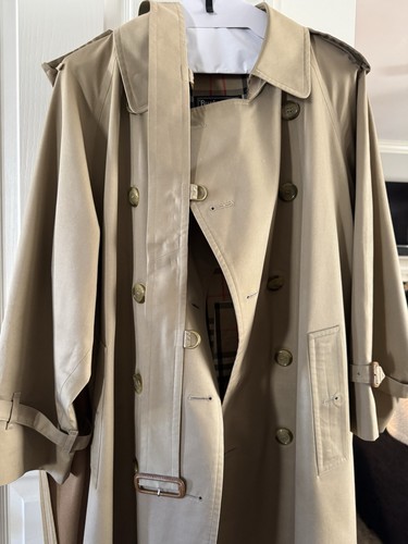 Burberry Vintage Beige Cotton Blend Check Trench Coat 38 Short with wool liner - Picture 7 of 23