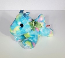 Aurora Dragon Tie Dye Rainbow Stuffed Plush Toy Sparkle Eyes Wings Horns 7" EUC