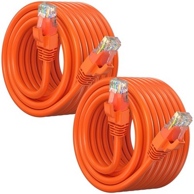 Orange Cat 6 Ethernet Cable 50 FT 2 PCS High Speed LAN Patch UTP 10Gbps