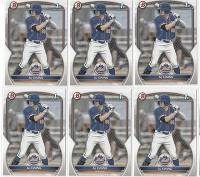 (6x) AJ EWING 2023 Bowman Draft 1st Rookie Card Lot - New York Mets RC
