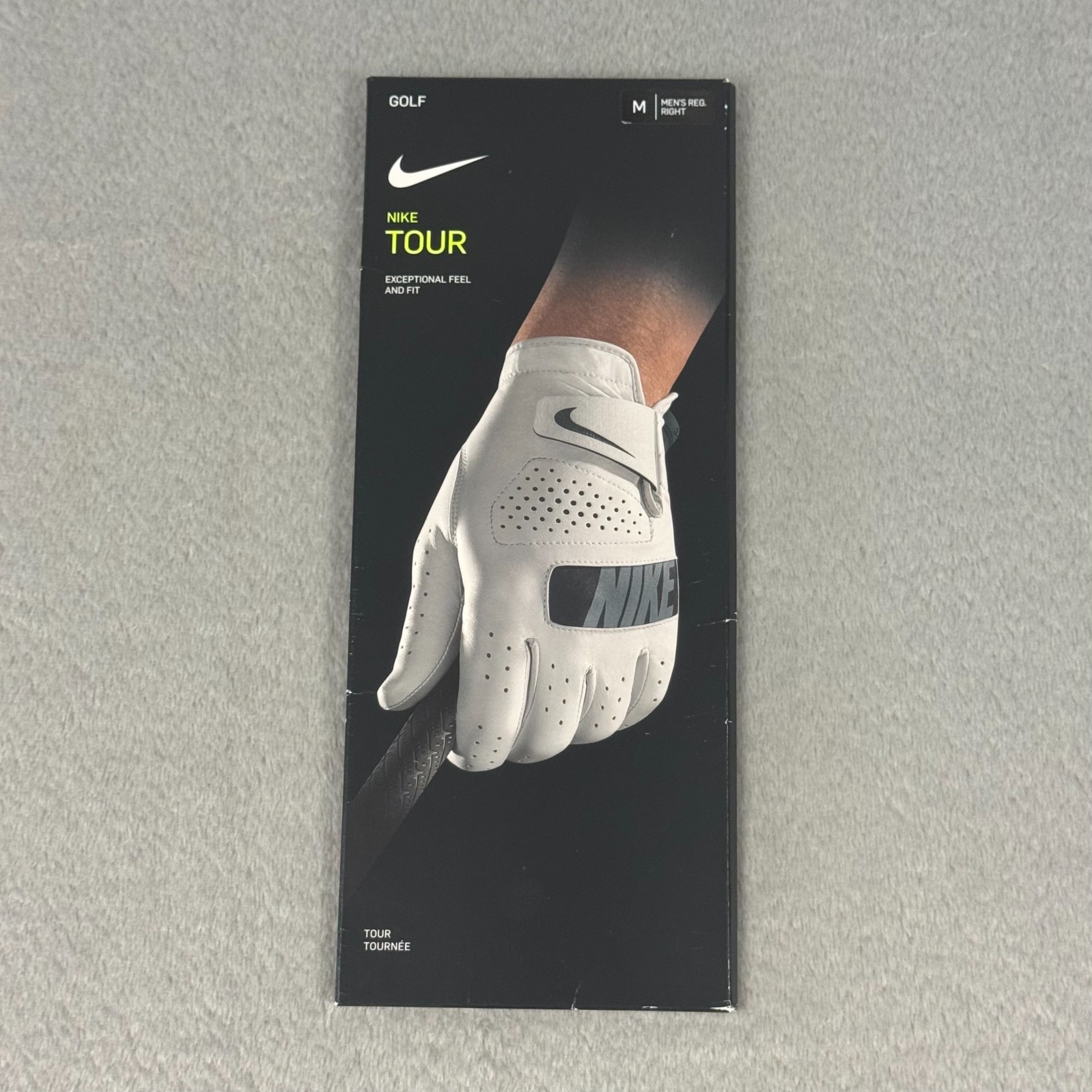 Nike Tour Mens Regular Right Hand Golf Glove White/Black/Grey NEW