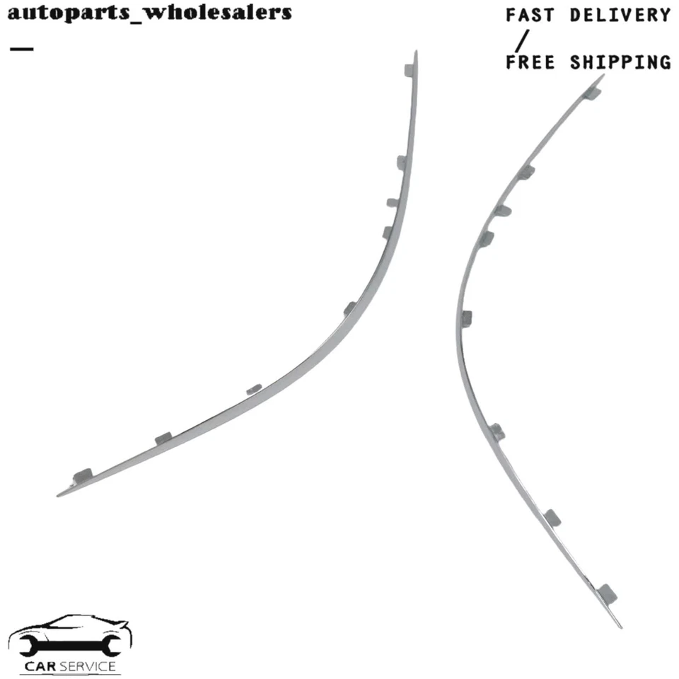 Para Mercedes-Benz E320 E350 E550 2X Parachoques Delantero Moldura Tira Cromada Cubierta de Borde Foto 4 de 4