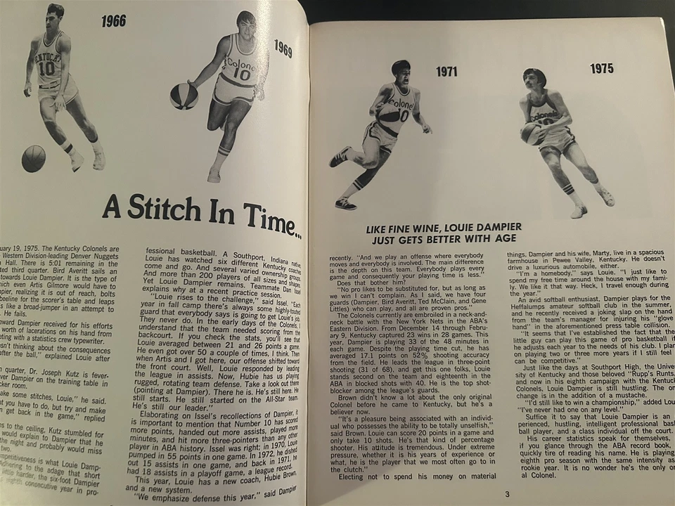 1974 75 ABA NBA New York NETS Kentucky CORONELESS Programa JULIUS ERVING Dr J Artis Foto 3 de 4