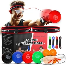 Soul Shift Boxing Reflex Trainer Set W/ 4 Balls, 2 Headbands, Glasses & Bonus