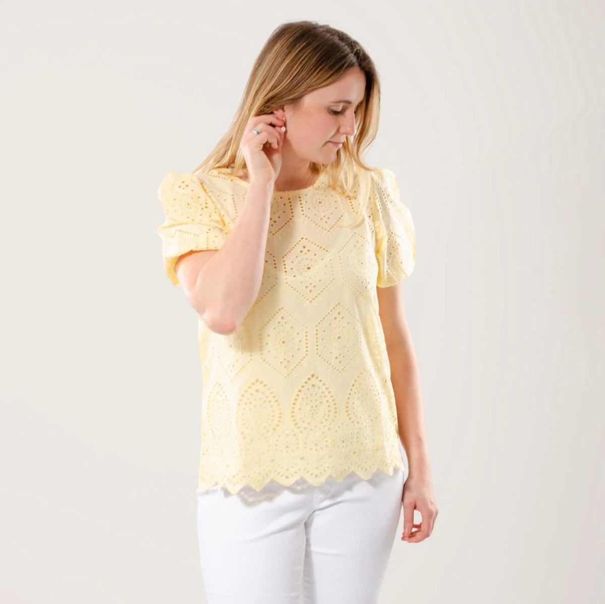 Yellow hotsell lace blouse