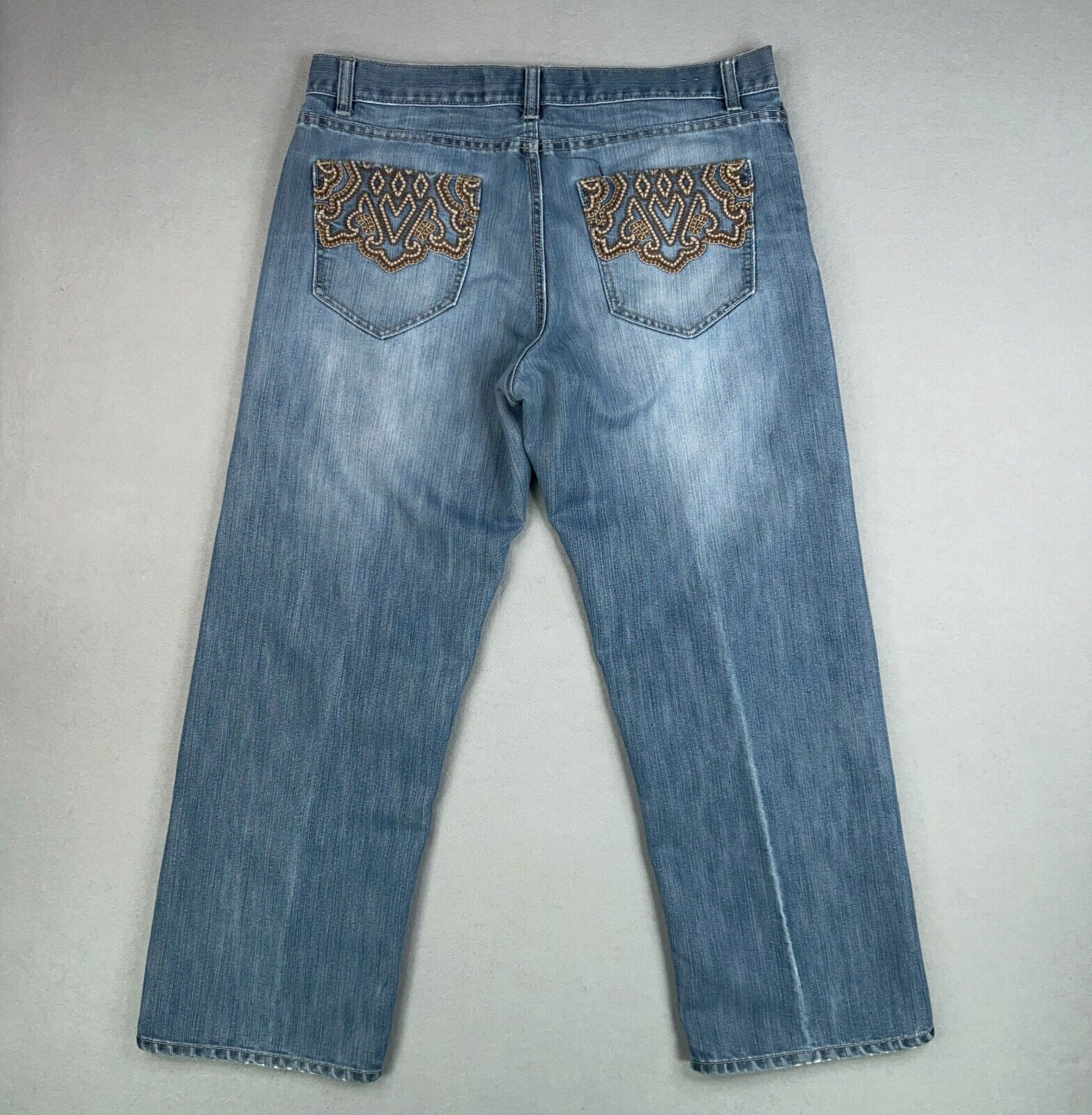 Avirex Mens 38x32 Blue Distressed Baggy Hip Hop Y2K Denim Jeans Workwear