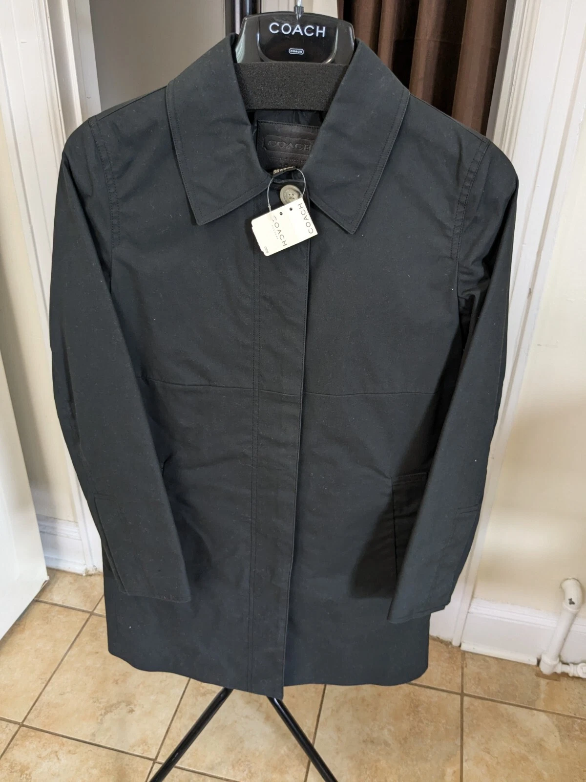 Coach trench coat lunghezza coscia donna vintage anni 2000 nero piccolo nuovo con etichette