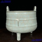 5"China Song Dynasty guan kiln porcelain exquisite Censer Incense burner statue