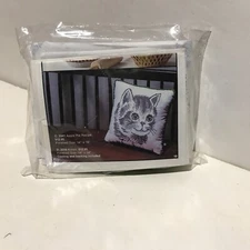 New Artcraft Concepts Kitten Needlepoint Cross Stitch Pillow Kit 14"x14"