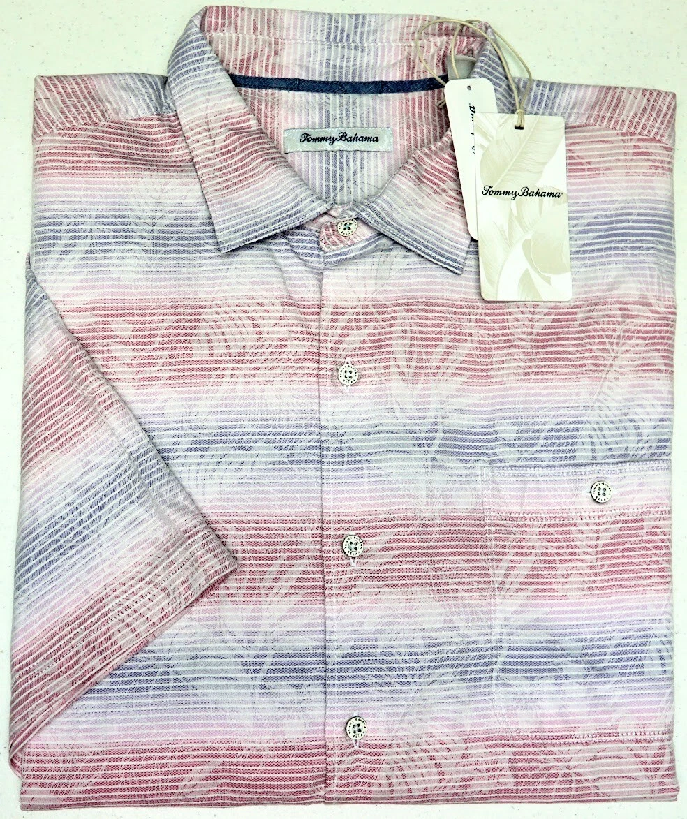 Tommy Bahama Short Sleeve Shirt Sardinia Seas Rose Ash Pink Purple Cotton $118