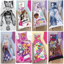 GIRLS SINGLE DUVET COVERS - BEDDING KIDS CARTOON PINK