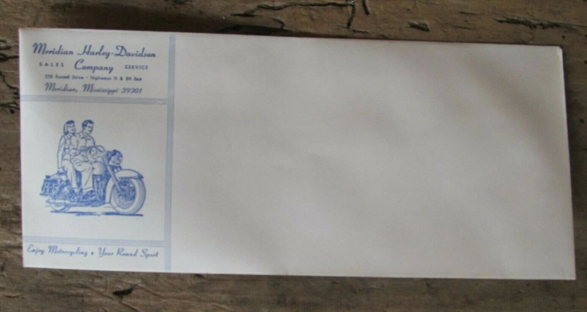 Vintage 60 s Harley Davidson stationery Envelope Meridian Harley