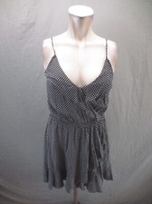 EXPRESS Size S Womens Polka Dot Stretch Waist Slit Cami Ruffle Flare Dress 055