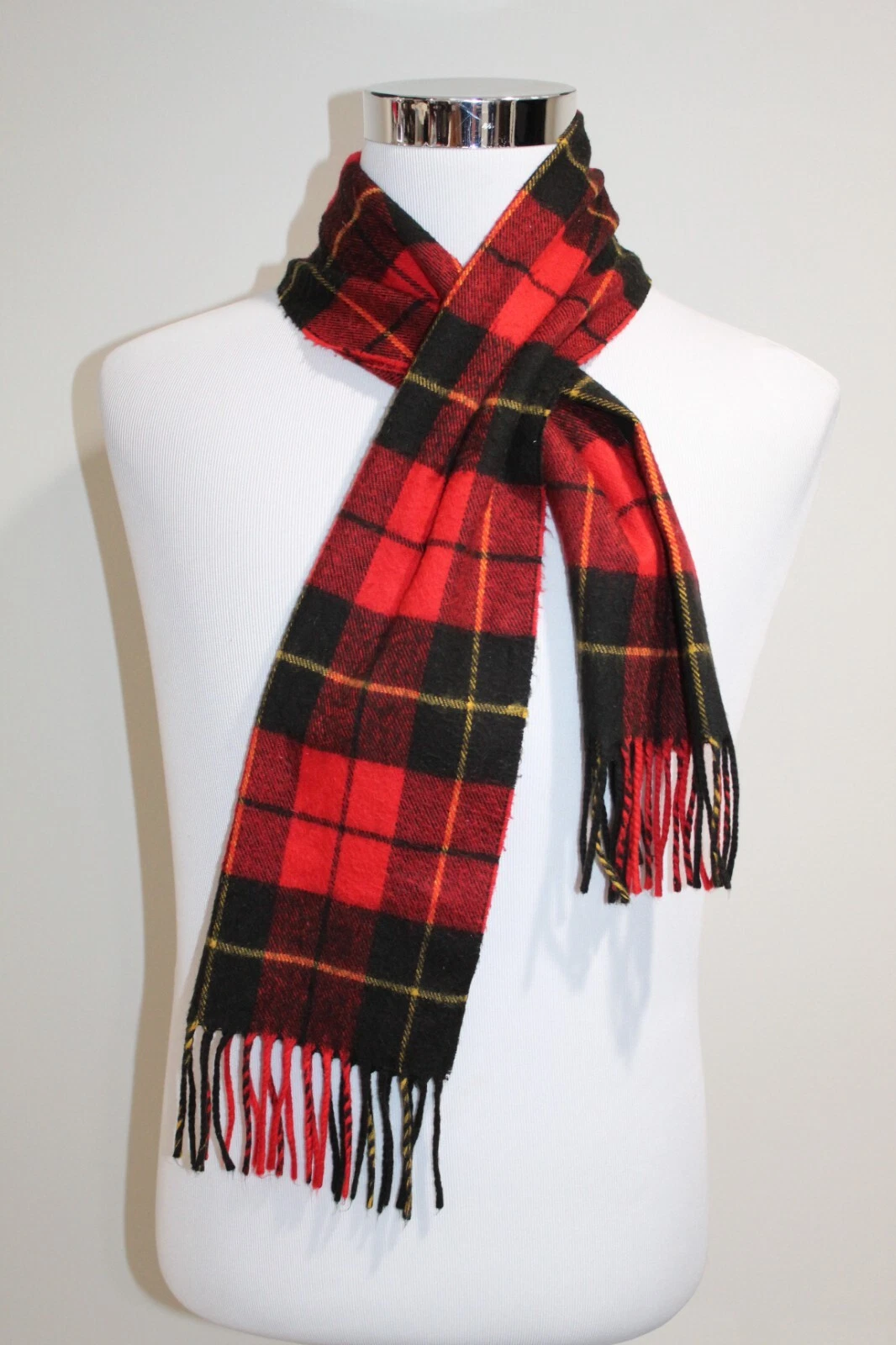 Écharpe vintage Christian Dior Cashmaire rouge et noir tartan plaid monsieur vintage