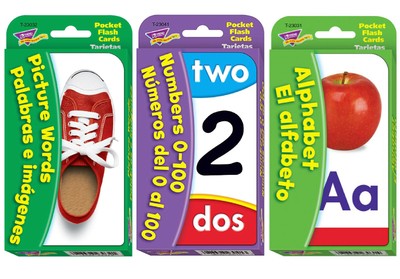 Englisch & Spanisch pädagogisches Lernkarten-Pack - Spaß Lernen zu Hause - Alter 3+