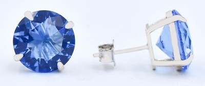LAB CREATED 11,45 kt Tansanit Ohrringe massiv 0,925 Sterlingsilber - Neu mit Etikett