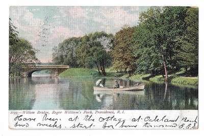 Willow Bridge Providence Rhode Island Roger William's Park Antique Postcard
