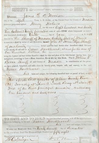 1858 Sheriffs Urkunde für Land in Madison County Illinois Förderung 160 Acres 1. - Bild 1 von 1