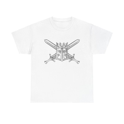 Crossed Swords and Helmet T-Shirt - medieval knight warrior chivalry honor