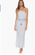 Soluna Women's Sunset Multi Strapless Maxi Dress Swim Cover Up White Size M 7769