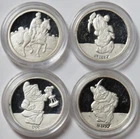 1987 SILVER (4) WALT DISNEY 1/2oz PROOF DOC SNEEZY HAPPY PRINCE 50th ANNIVERSARY