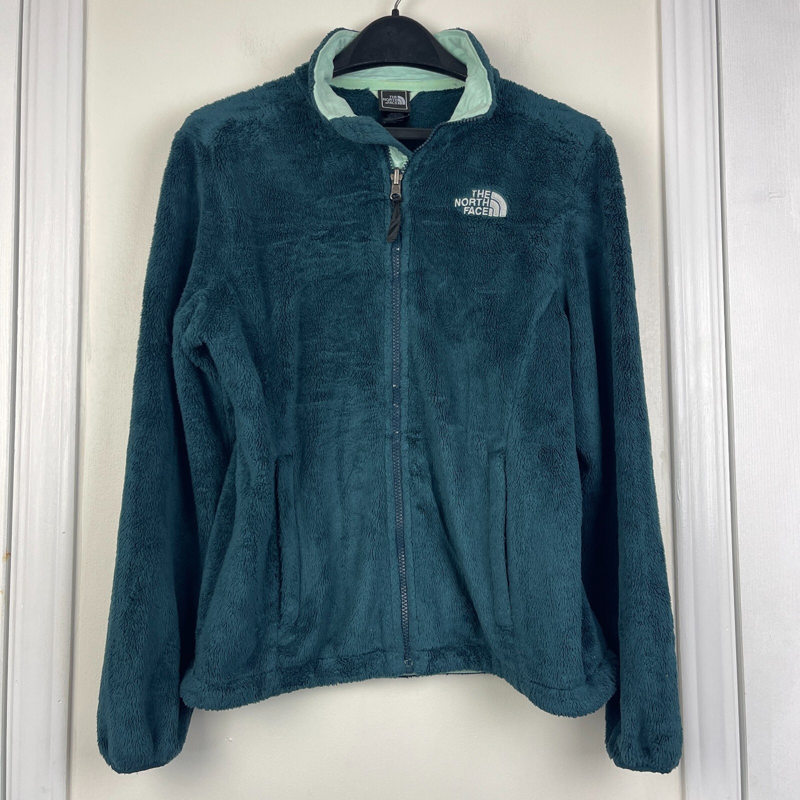 The North Face Osito Jacket Womens M Monkey Fleece Soft Plush Full Zip Green