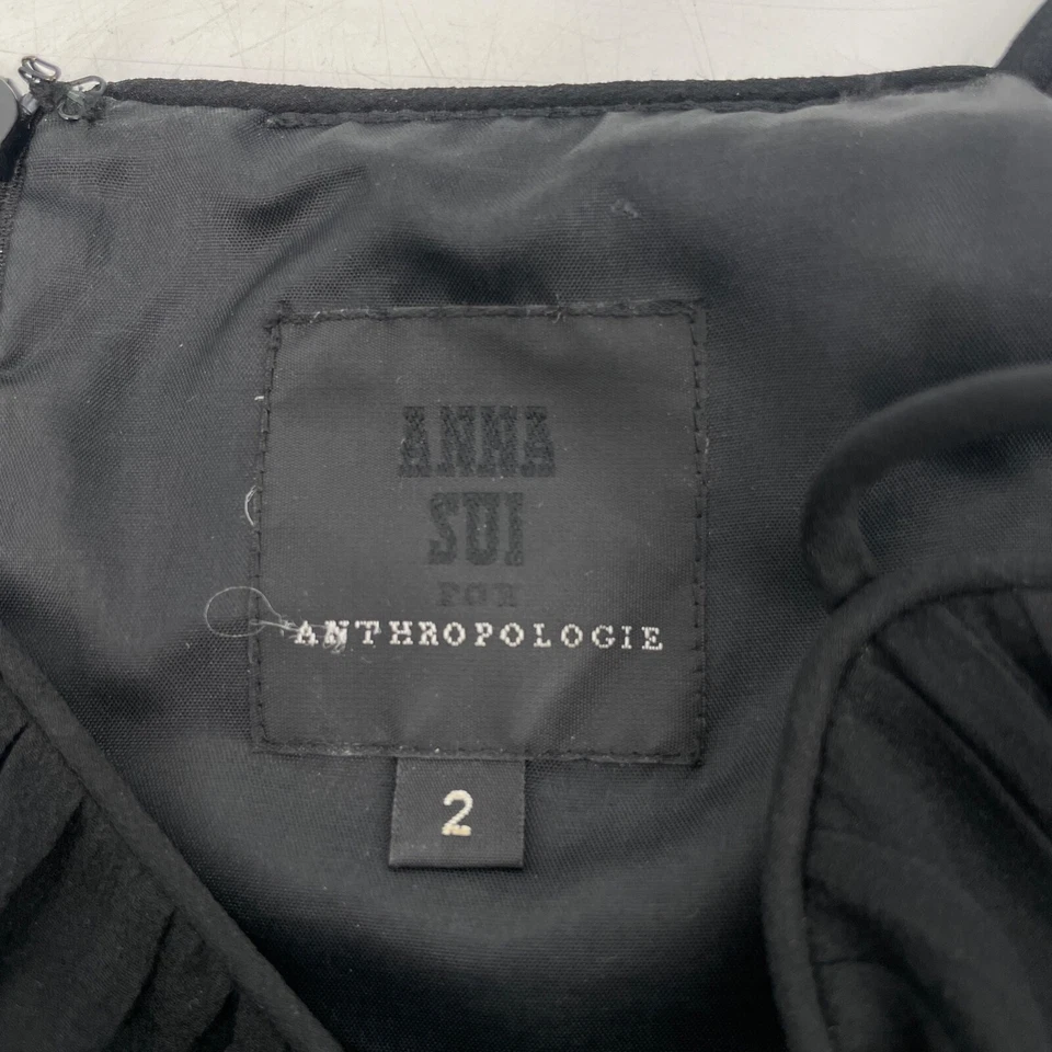 Anna Sui women's 2 Black 100% Silk Corset LBD dress whimsigoth Grunge Goth Cami - Image 4 of 4