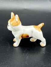 Miniature French Bulldog Figurine Porcelain White with Brown Spots