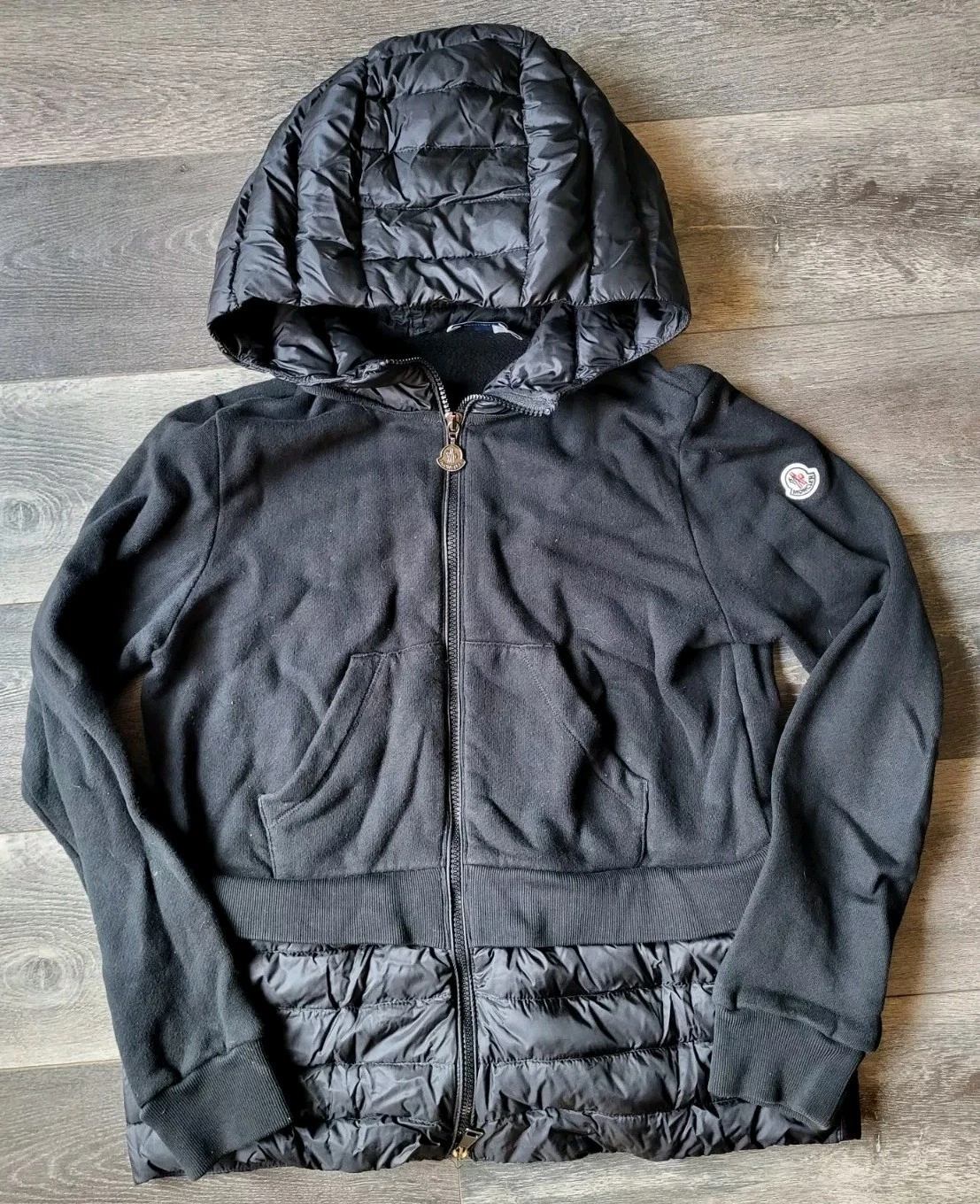 Moncler Parka Maglia Cardigan Taglia Media Nero Felpa con Cappuccio Fas Nero