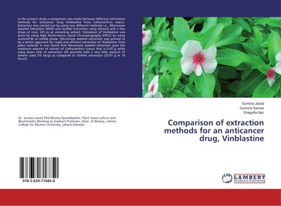 Comparison of extraction methods for an anticancer drug, Vinblastine Sumera Java