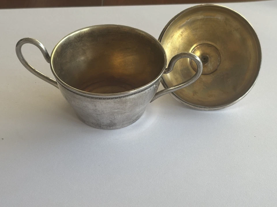 Azúcarero 1850 con tapa de plata de ley Foto 3 de 3