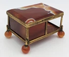 A/F ANTIQUE FRENCH BANDED AGATE & GILT METAL CASKET / BOX 19TH CENTURY