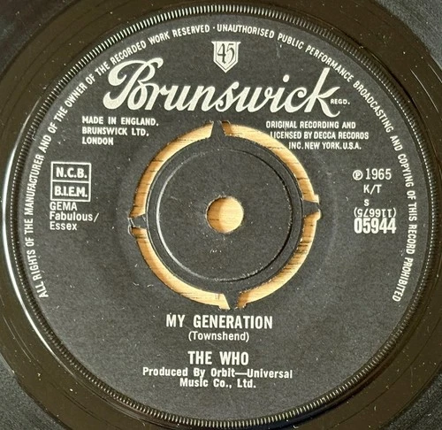 THE WHO MY GENERATION 7" BRUNSWICK (1965) VG+ MOD BEAT POP ENGLAND